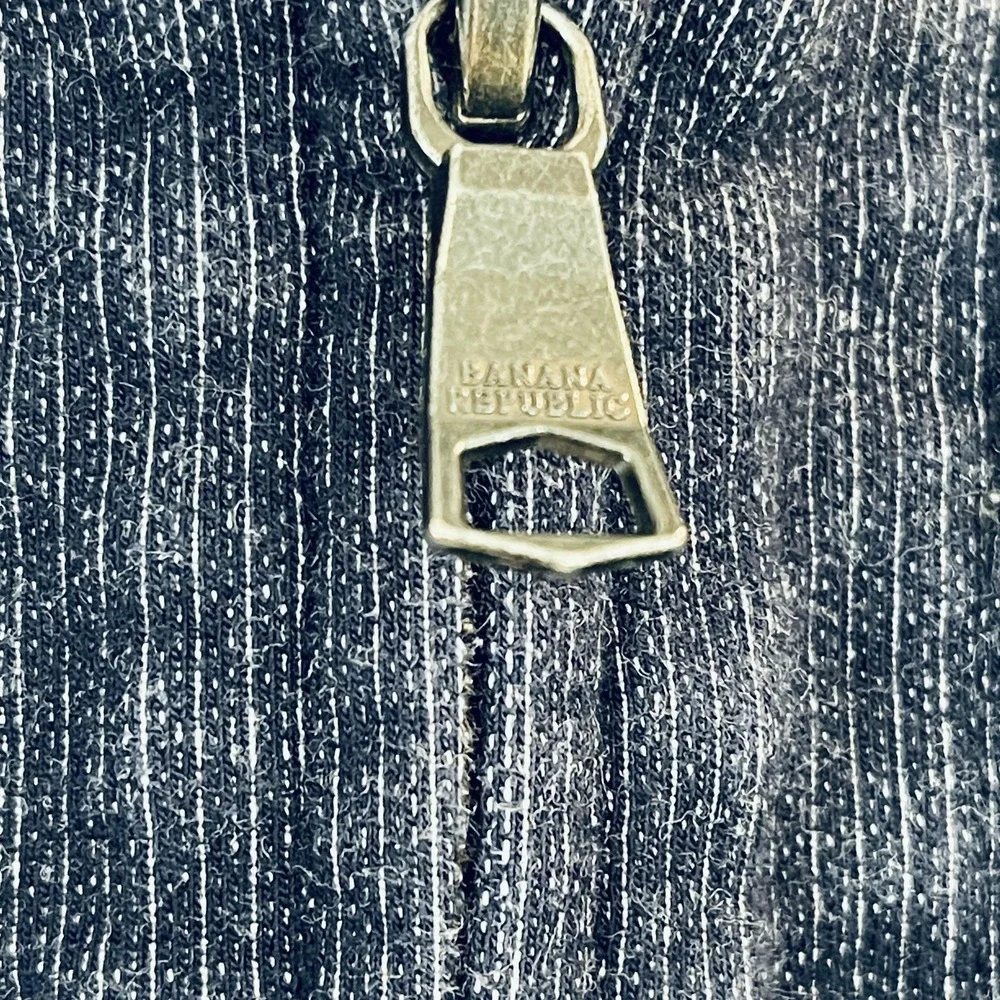 Banana Republic Jacket Mens Large Blue Knit Bomber Full Zip Chest‎ Pocket Casual - Picture 3 of 14